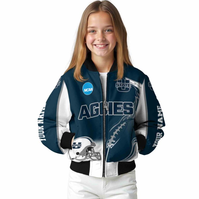 custom utah state aggies flaming football navy white jacket top rated jacketwow