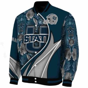 custom utah state aggies floral print navy jacket best selling jacketwow