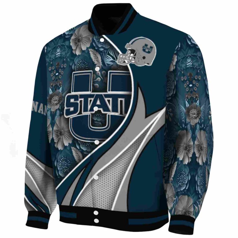 custom utah state aggies floral print navy jacket best selling jacketwow