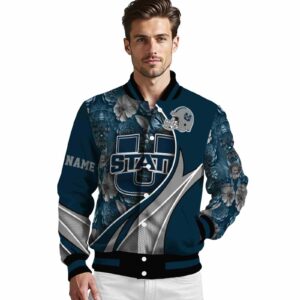 custom utah state aggies floral print navy jacket high quality jacketwow