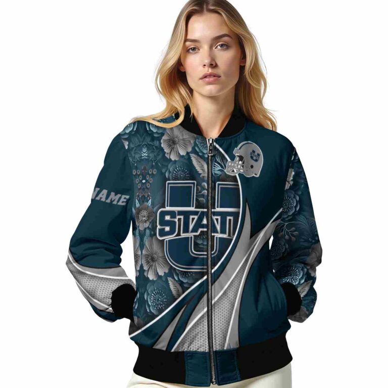 custom utah state aggies floral print navy jacket latest model jacketwow