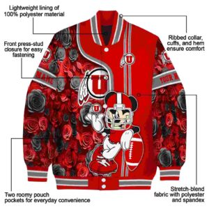 custom utah utes rose mickey red jacket new arrival jacketwow