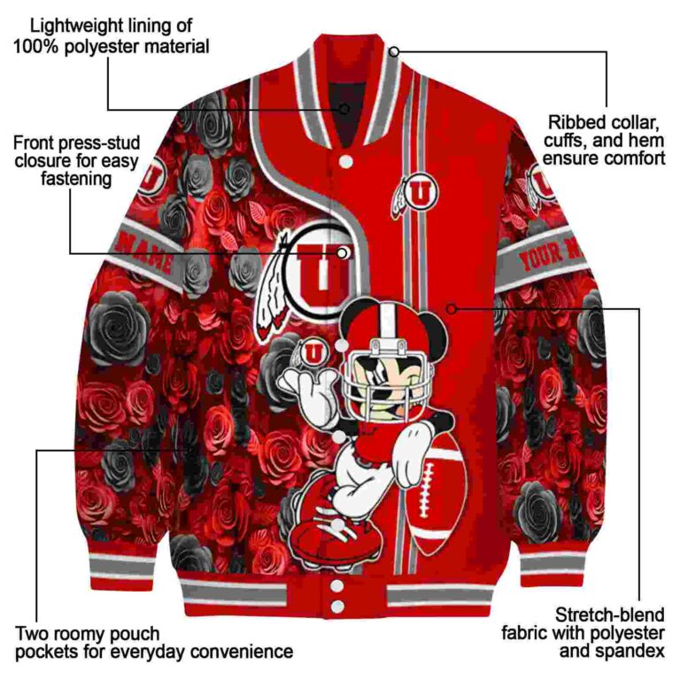 custom utah utes rose mickey red jacket new arrival jacketwow