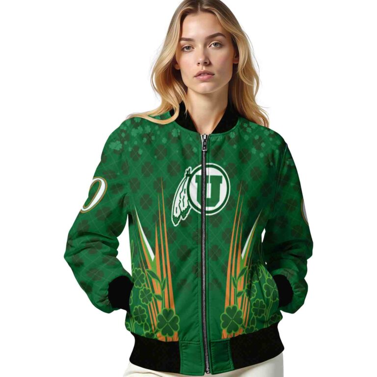 custom utah utes shamrock pattern green jacket latest model jacketwow