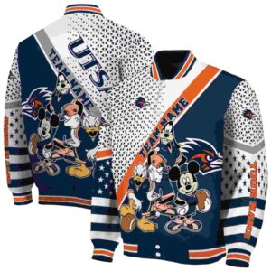 custom utsa roadrunners mickey donald goofy orange white jacket fashion forward jacketwow