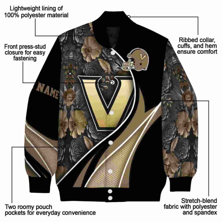 custom vanderbilt commodores floral print black jacket new arrival jacketwow