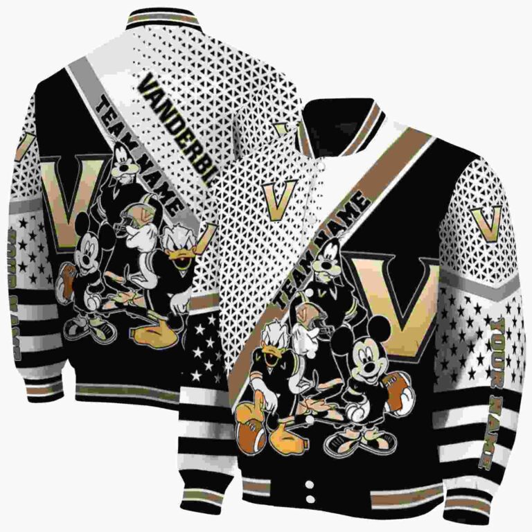 custom vanderbilt commodores mickey donald goofy black white jacket fashion forward jacketwow