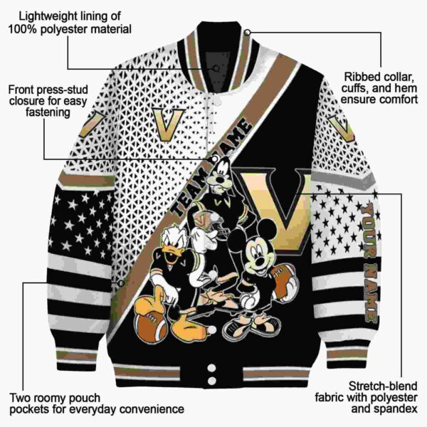 custom vanderbilt commodores mickey donald goofy black white jacket new arrival jacketwow