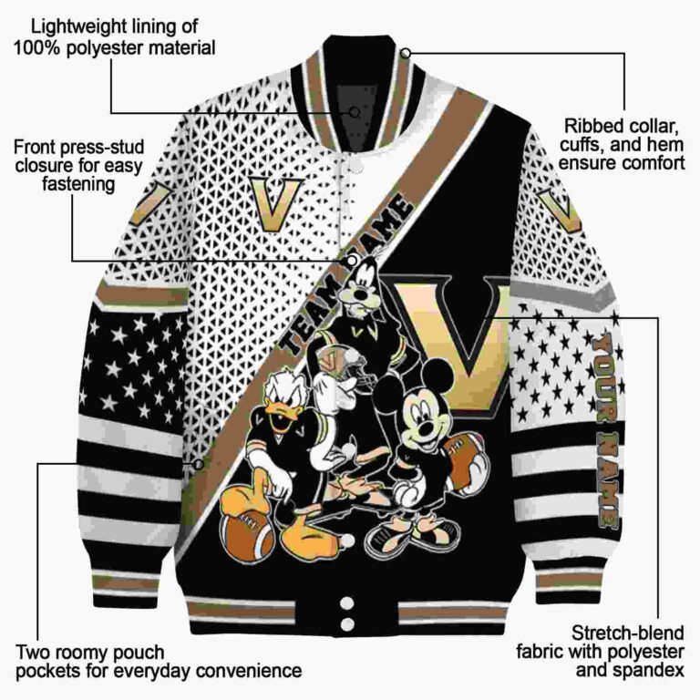 custom vanderbilt commodores mickey donald goofy black white jacket new arrival jacketwow