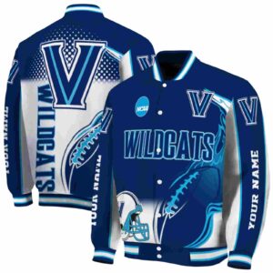 custom villanova wildcats flaming football navy white jacket fashion forward jacketwow
