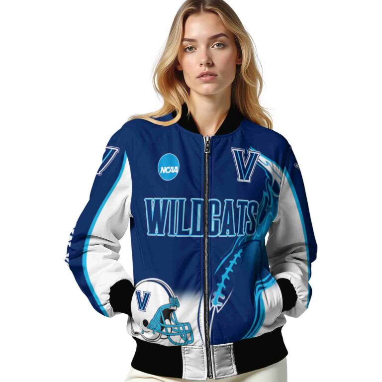 custom villanova wildcats flaming football navy white jacket latest model jacketwow