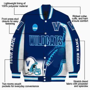 custom villanova wildcats flaming football navy white jacket new arrival jacketwow