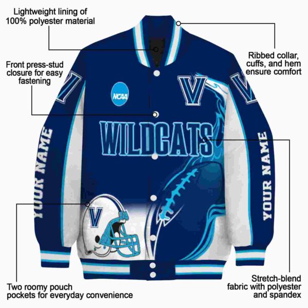 custom villanova wildcats flaming football navy white jacket new arrival jacketwow