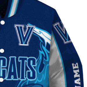 custom villanova wildcats flaming football navy white jacket premium grade jacketwow