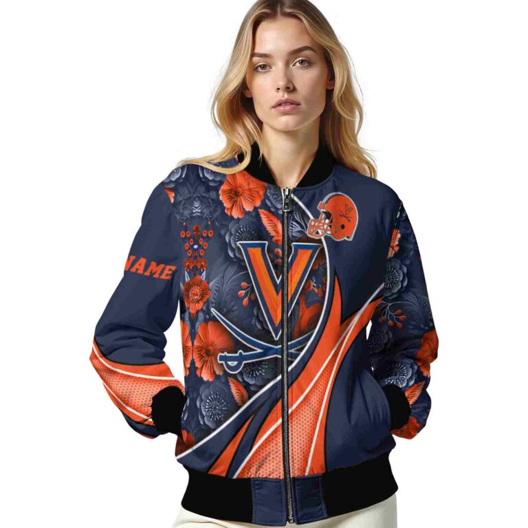 custom virginia cavaliers floral print blue jacket latest model jacketwow