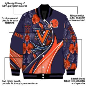 custom virginia cavaliers floral print blue jacket new arrival jacketwow