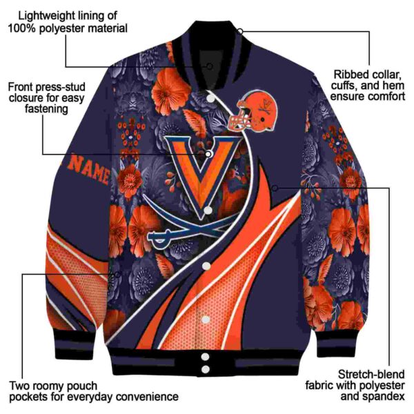 custom virginia cavaliers floral print blue jacket new arrival jacketwow