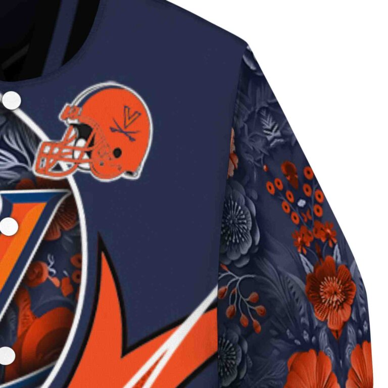 custom virginia cavaliers floral print blue jacket premium grade jacketwow