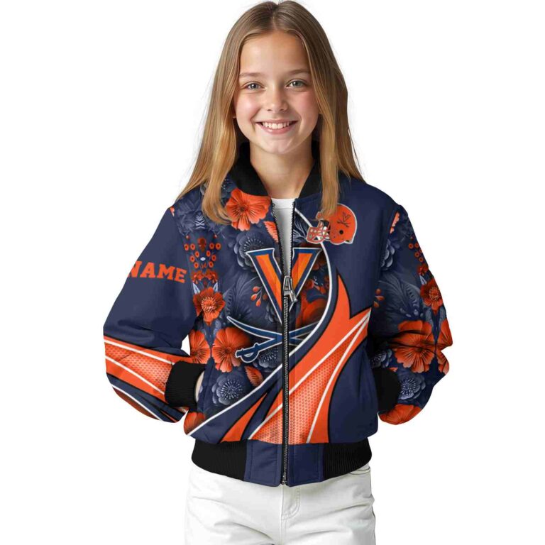 custom virginia cavaliers floral print blue jacket top rated jacketwow