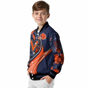 custom virginia cavaliers floral print blue jacket trendy jacketwow