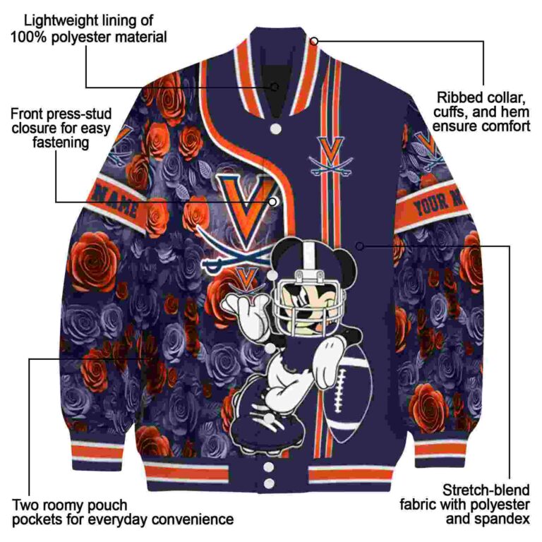 custom virginia cavaliers rose mickey blue jacket new arrival jacketwow
