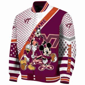 custom virginia tech hokies mickey donald goofy maroon white jacket best selling jacketwow