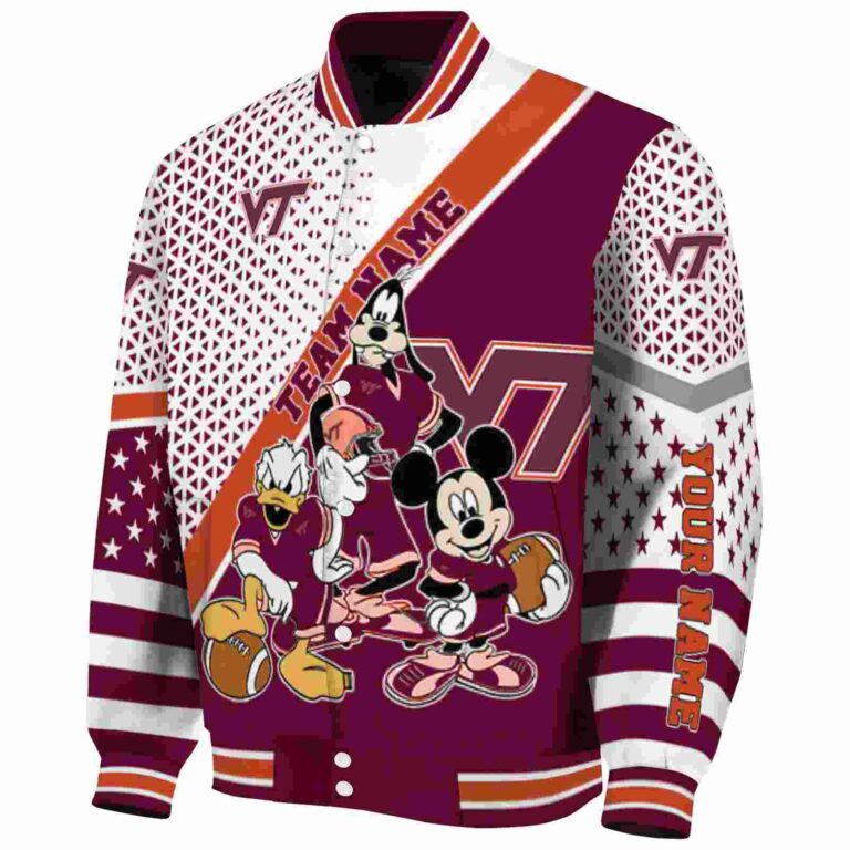 custom virginia tech hokies mickey donald goofy maroon white jacket best selling jacketwow