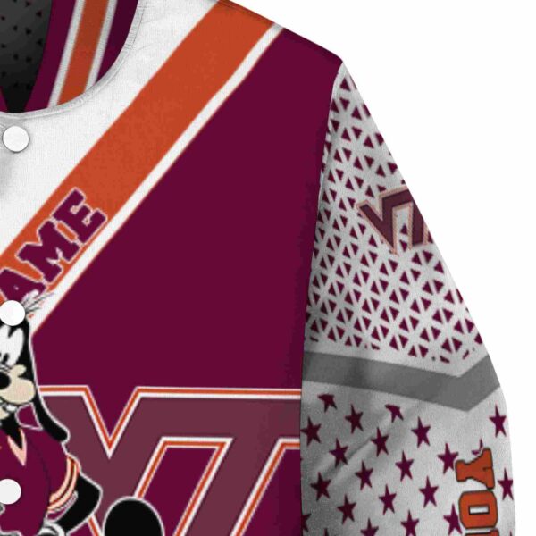 custom virginia tech hokies mickey donald goofy maroon white jacket premium grade jacketwow