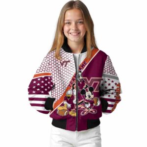 custom virginia tech hokies mickey donald goofy maroon white jacket top rated jacketwow