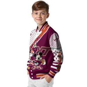 custom virginia tech hokies mickey donald goofy maroon white jacket trendy jacketwow