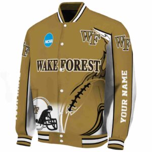 custom wake forest demon deacons flaming football gold white jacket best selling jacketwow