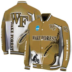 custom wake forest demon deacons flaming football gold white jacket fashion forward jacketwow