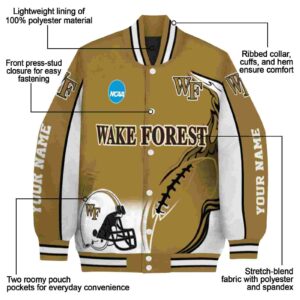 custom wake forest demon deacons flaming football gold white jacket new arrival jacketwow