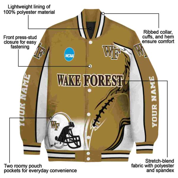 custom wake forest demon deacons flaming football gold white jacket new arrival jacketwow