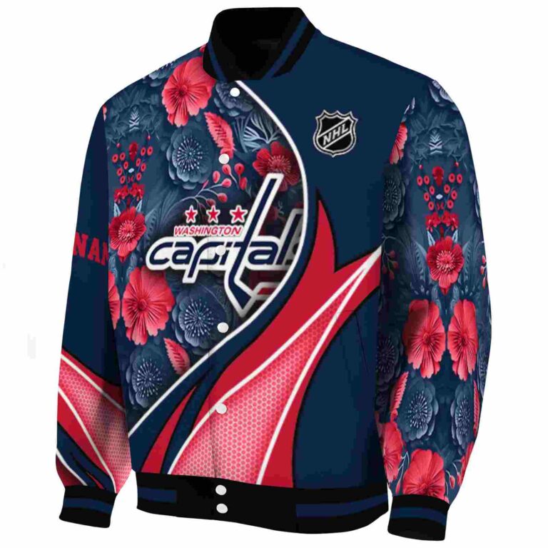 custom washington capitals floral print blue jacket best selling jacketwow