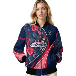 custom washington capitals floral print blue jacket latest model jacketwow