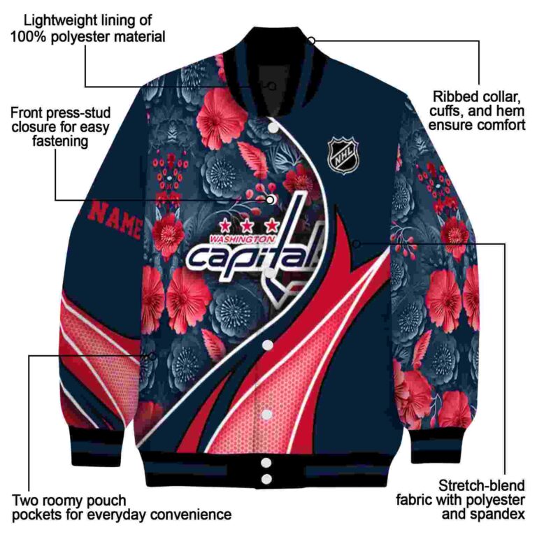 custom washington capitals floral print blue jacket new arrival jacketwow