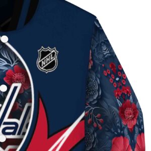 custom washington capitals floral print blue jacket premium grade jacketwow