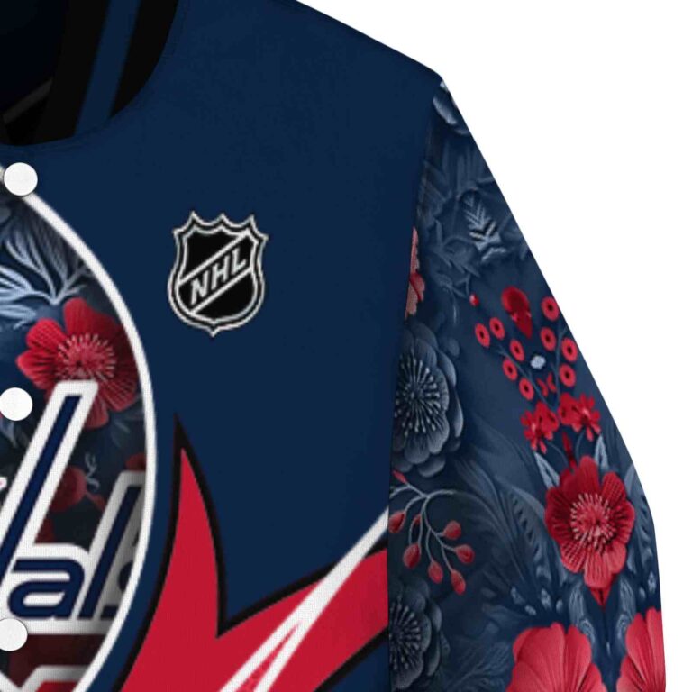 custom washington capitals floral print blue jacket premium grade jacketwow