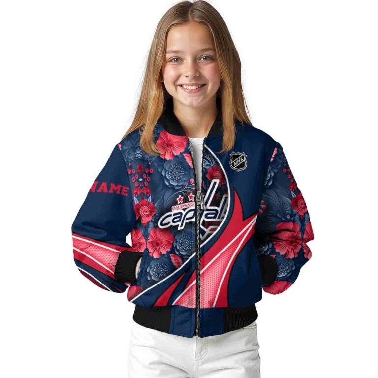 custom washington capitals floral print blue jacket top rated jacketwow