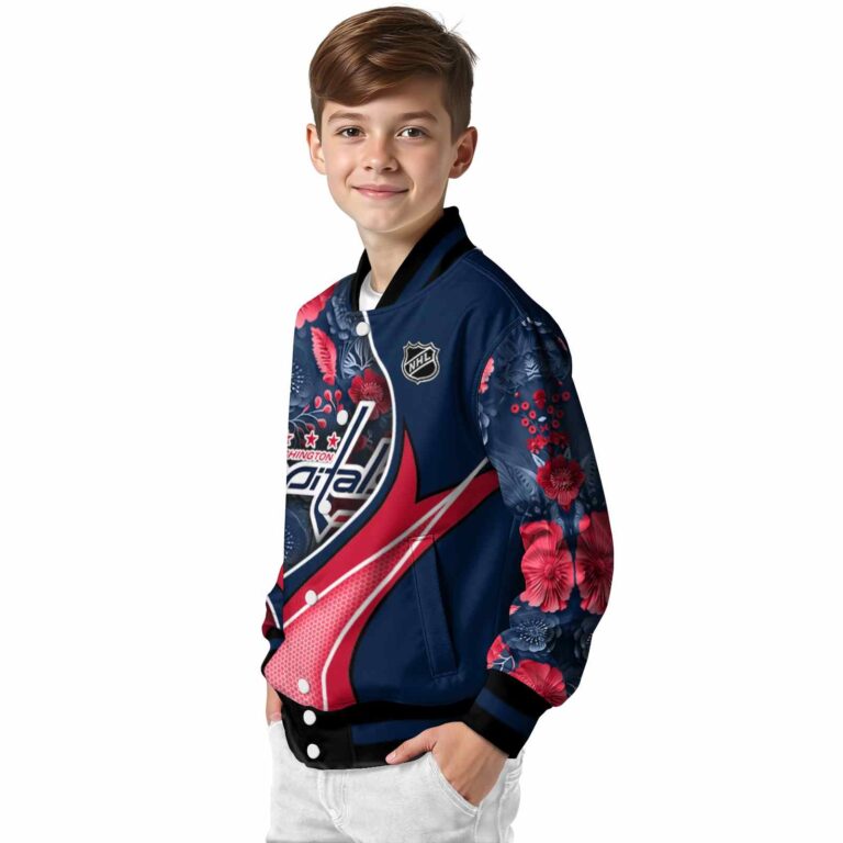 custom washington capitals floral print blue jacket trendy jacketwow