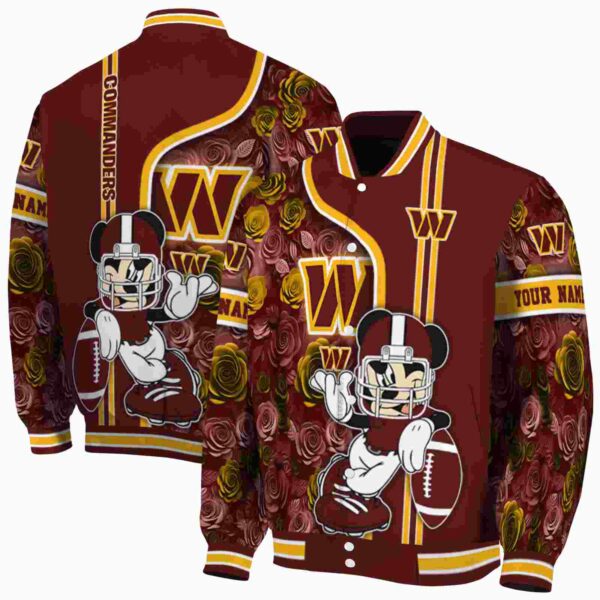 custom washington commanders rose mickey burgundy jacket fashion forward jacketwow