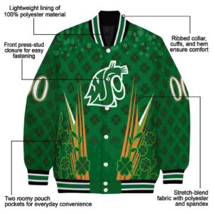 custom washington state cougars shamrock pattern green jacket new arrival jacketwow