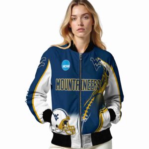 custom west virginia mountaineers flaming football blue white jacket latest model jacketwow