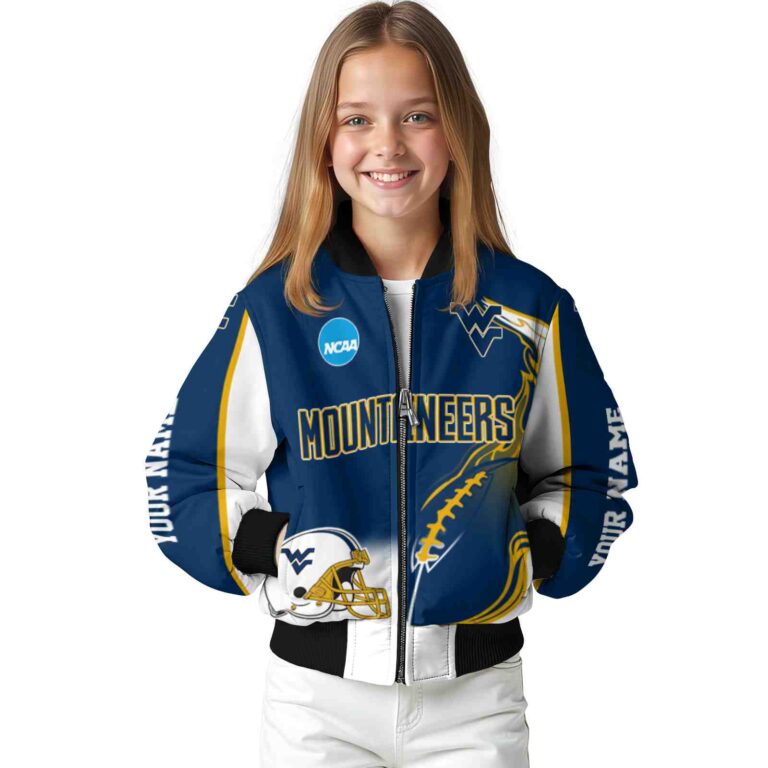 custom west virginia mountaineers flaming football blue white jacket top rated jacketwow