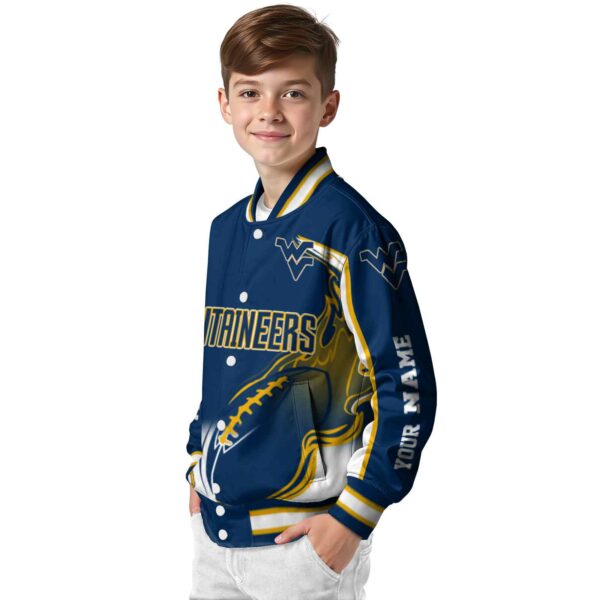 custom west virginia mountaineers flaming football blue white jacket trendy jacketwow