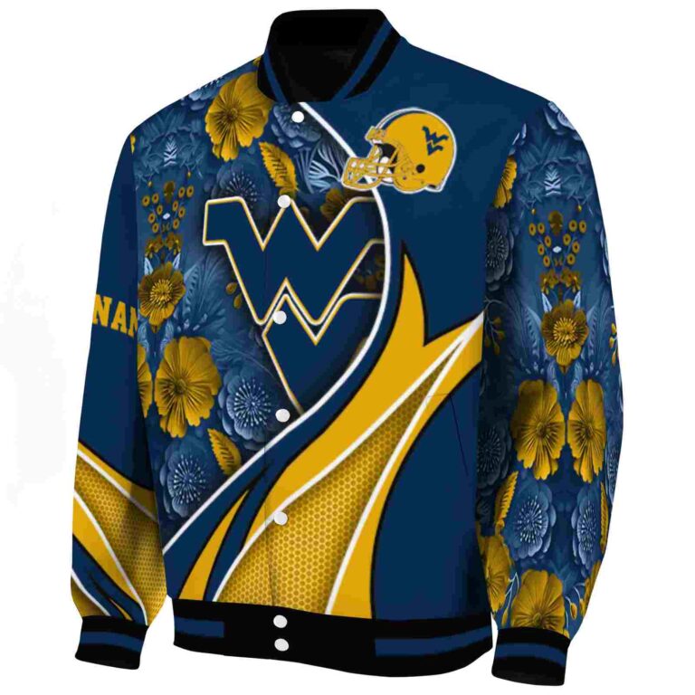 custom west virginia mountaineers floral print blue jacket best selling jacketwow