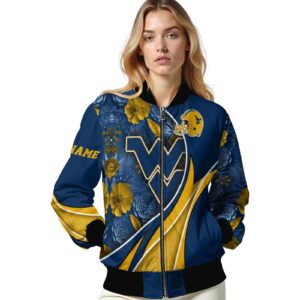 custom west virginia mountaineers floral print blue jacket latest model jacketwow