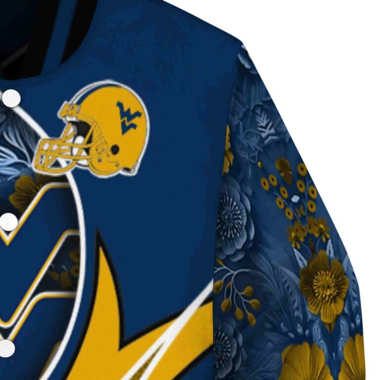 custom west virginia mountaineers floral print blue jacket premium grade jacketwow