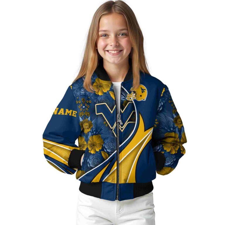 custom west virginia mountaineers floral print blue jacket top rated jacketwow